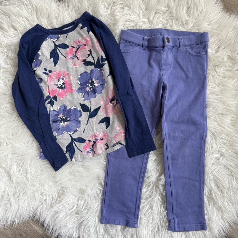 Carter's Navy and Purple Floral Kids Matching Set